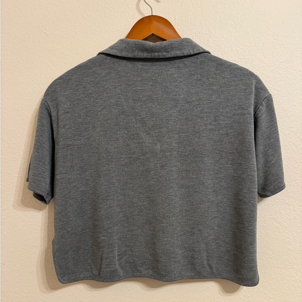 Theory Women’s Short Sleeve Crop Polo Shirt Tee Top Soft Viscose Jersey Grey P - Picture 5 of 11